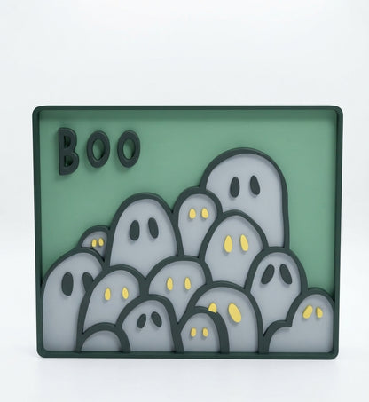 "Boo" Layered Ghost Shadow Box & Wall Art