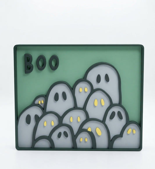 "Boo" Layered Ghost Shadow Box & Wall Art
