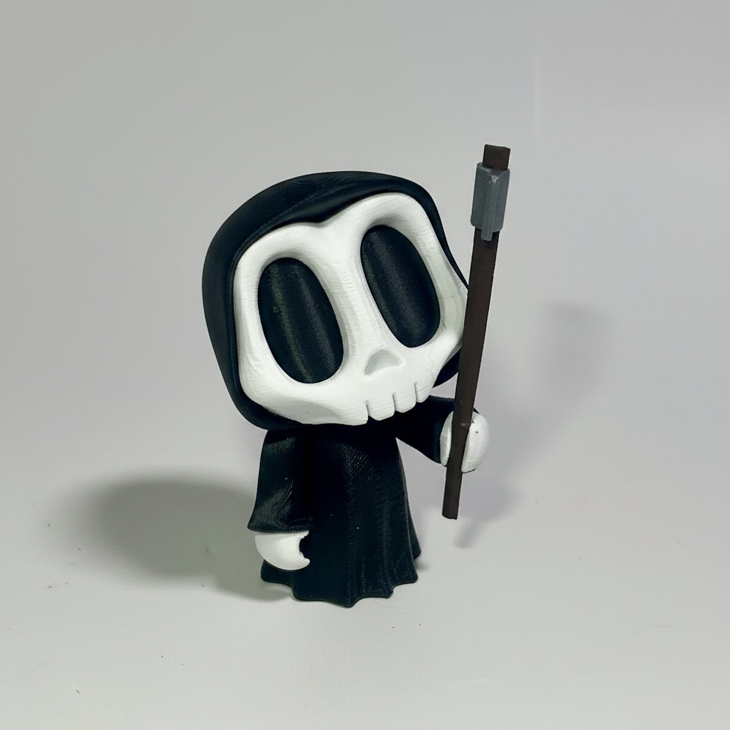 Spooky Skeletons & Reaper Trio - Articulated Halloween Decor, Hand-Painted Grim Reaper & Skeleton Set, Spooky skeleton decor, Grim reaper figurine, 3D printed Halloween, Dark academia shelf decor, Halloween tier tray decor, Hand painted skeleton, Cute reaper doll, Autumn centerpiece toy, Dark carnival aesthetic, Gothic shelf display, Three 3D printed miniature skeleton figures, #ThePaganPrints #SpookyDecor #GothAesthetic #DarkAcademiaHome #HalloweenMiniatures #HandPainted3DPrint #PLAmatte #GrimReaperArt 
